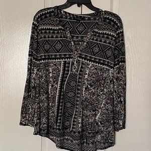 Lucky Brand Women's Black White Beige Pattern Size Large